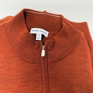 Peter Millar Men's Zip-Up Sweater in Rich Rust